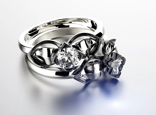 Golden Rings with Diamond — Stock Photo, Image