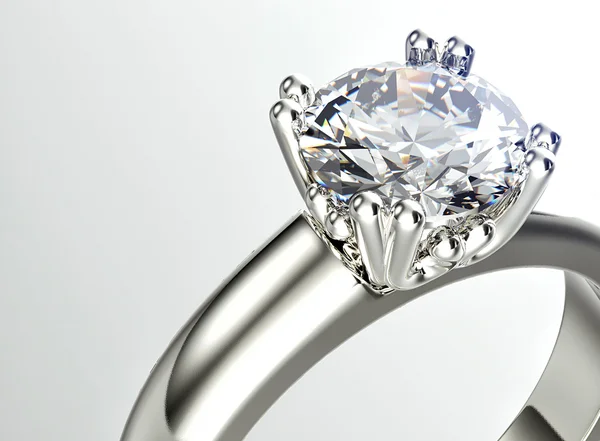 Bague dorée avec diamant — Photo