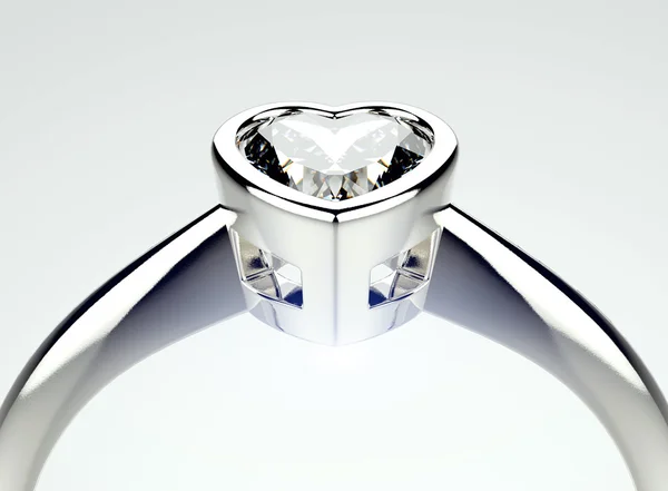 Golden Ring with Diamond heart shape — Stock Photo, Image