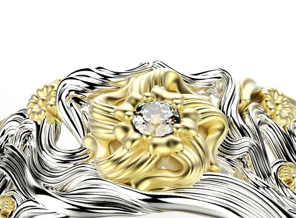 Anillo de oro con diamante — Foto de Stock