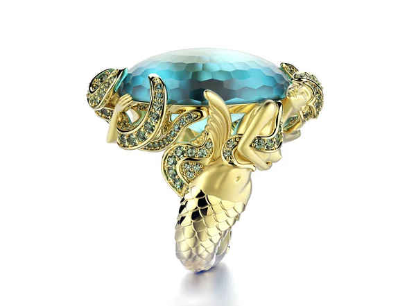 Golden ring med diamant — Stockfoto