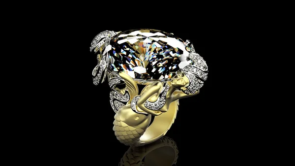 Anillo de oro con diamante — Foto de Stock