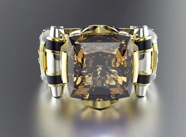 Anel dourado com diamante — Fotografia de Stock