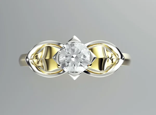 Anello dorato con diamante — Foto Stock