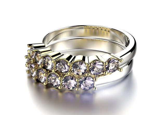 Anel dourado com diamante — Fotografia de Stock