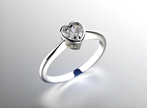 Anel com forma de coração diamante — Fotografia de Stock