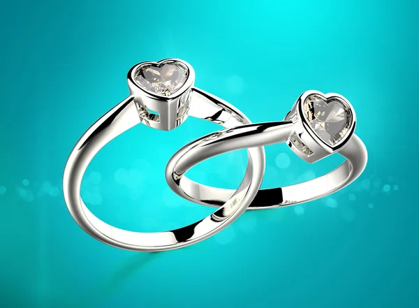 Anillos de Oro con forma de corazón Diamante — Foto de Stock