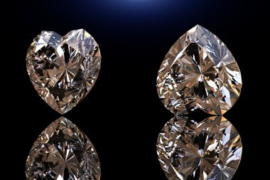 Kalp şekli değerli taşlar.