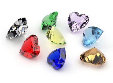 Heart shape colorful gemstones clipart