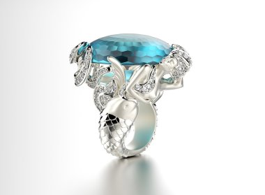 Mavi taş ile gümüş yüzük