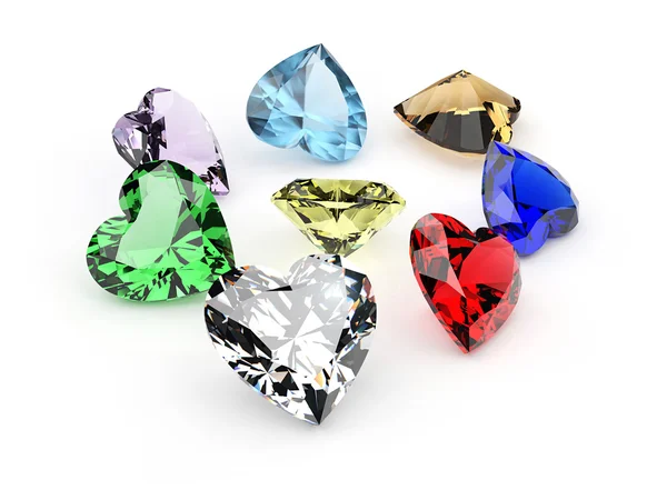 Heart shape colorful gemstones — Stock Photo, Image