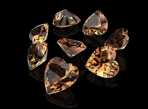 Heart shape yellow gemstones — Stock Photo, Image