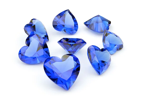 Szív alakú kék drágakövek — Stock Fotó