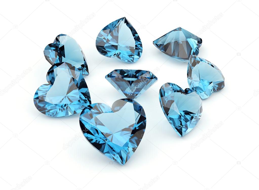 Heart shape blue gemstones