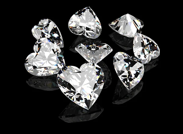 Set of heart-shaped diamond — Stock Photo, Image