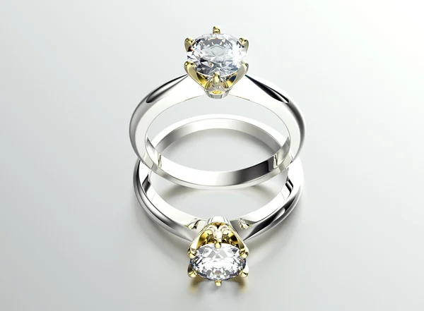 黄金与钻石的订婚戒指 — 图库照片