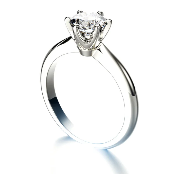 Zlatý zásnubní prsten s diamantem — Stock fotografie