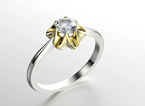 Anel de noivado dourado com diamante — Fotografia de Stock