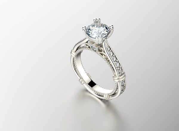 Golden Engagement Ring with Diamond