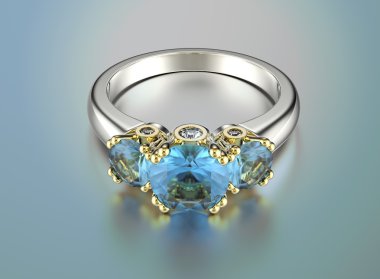 Aquamarine ile altın yüzük