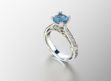 Aquamarine ile altın yüzük