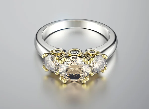 Ring with Cognac Diamond. — Stock Photo, Image