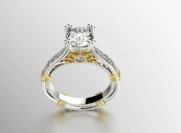 Goldener Ring mit Diamant — Stockfoto