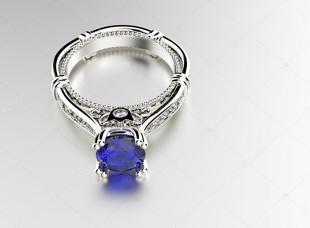 Golden  Ring with sapphire.