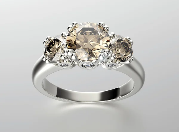 Bague de fiançailles dorée avec diamant — Photo