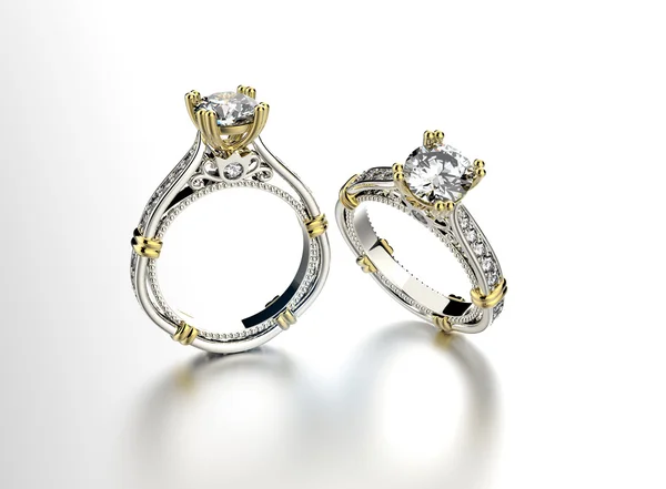 Χρυσά δαχτυλίδια με διαμάντι. — Φωτογραφία Αρχείου