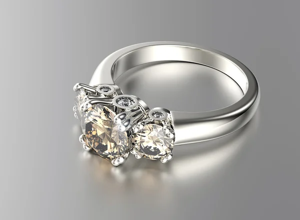 Золотое обручальное кольцо с алмазом — стоковое фото