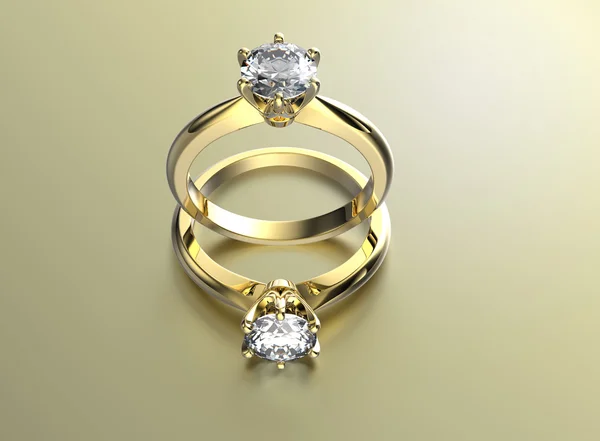 Anelli d'oro con diamante . — Foto Stock