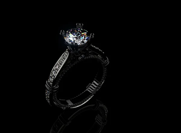 Золотое кольцо с бриллиантом . — стоковое фото