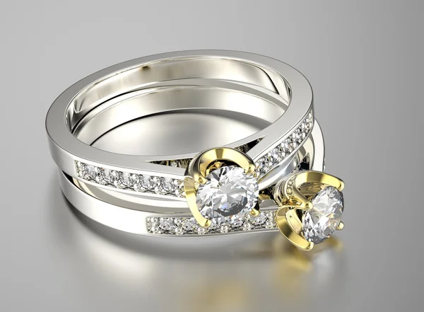 Zlaté prsteny s diamantem. — Stock fotografie