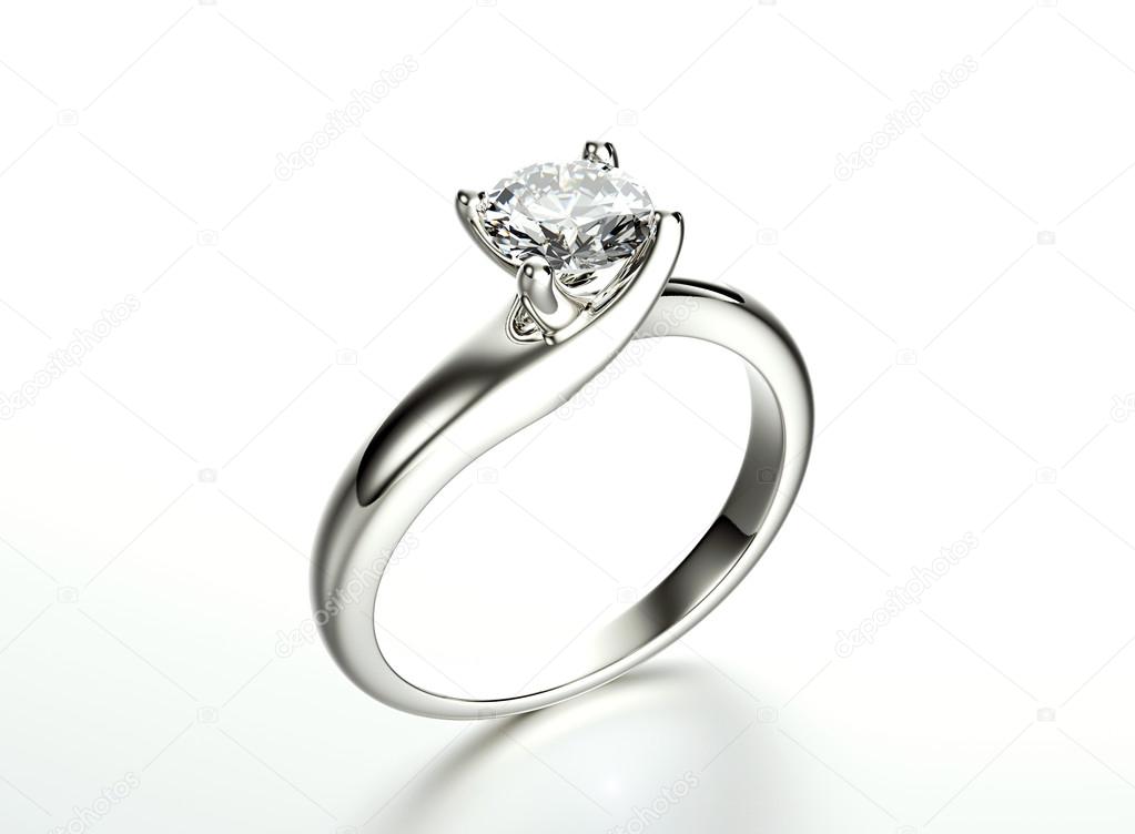 Golden Engagement Ring with Diamond. Jewelry background