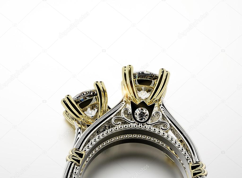  Ring with diamond. Jewelry background