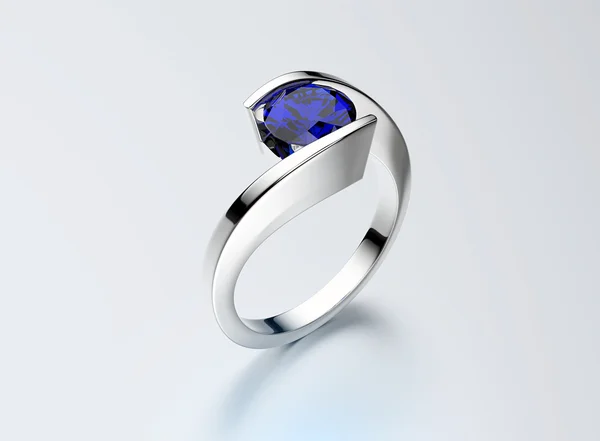 与蓝宝石的金戒指。珠宝背景 — 图库照片