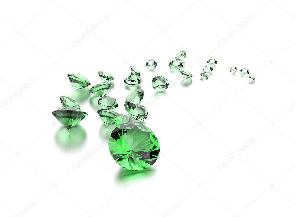 Close-up of green emeralds