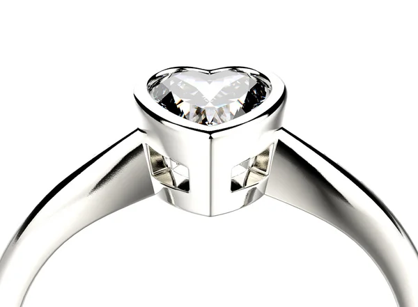 Ring with diamond in heart shape — Stock Photo, Image