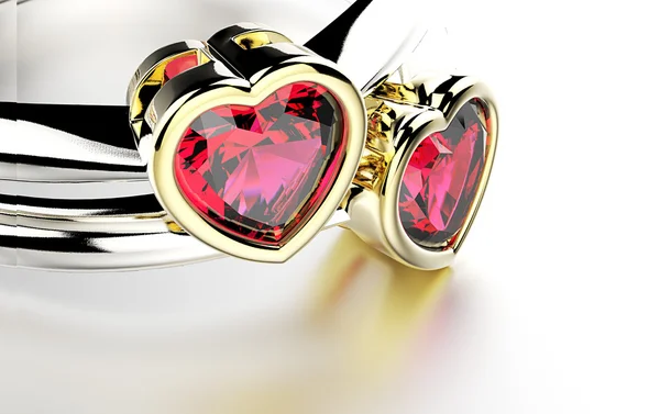 Luxusní prsteny s rubíny — Stock fotografie