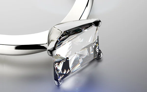 Ring met vierkante diamant — Stockfoto