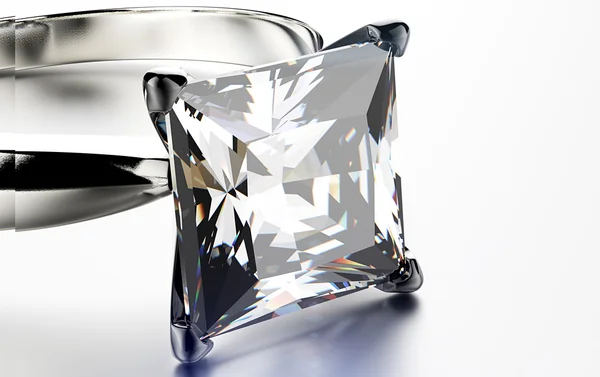 正方形のダイヤモンドをリングします。 — ストック写真