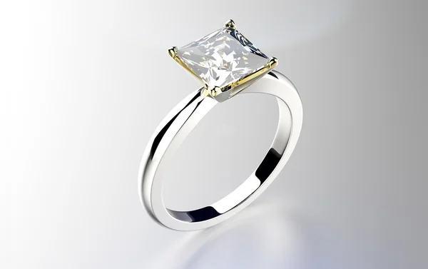 Ring mit quadratischem Diamanten — Stockfoto