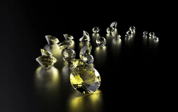 Розкидані розкішні алмази — стокове фото