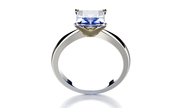 Ring med fyrkantig diamond — Stockfoto