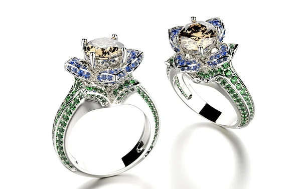 Anillos de lujo con diamantes — Foto de Stock