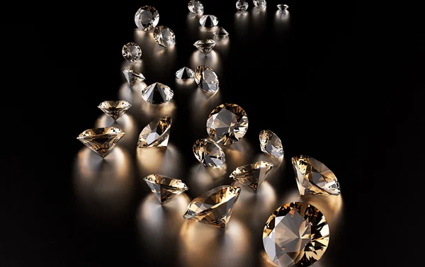 Scattered luxury diamonds — Stock Photo, Image