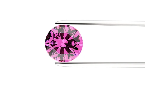 Round shape gemstone  in the tweezers — Stock Photo, Image