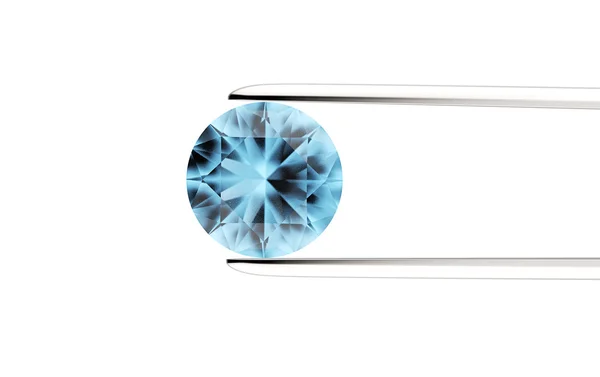 Round shape gemstone  in the tweezers — Stock Photo, Image