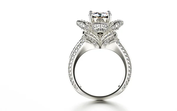 Prsten s diamantem, samostatný — Stock fotografie